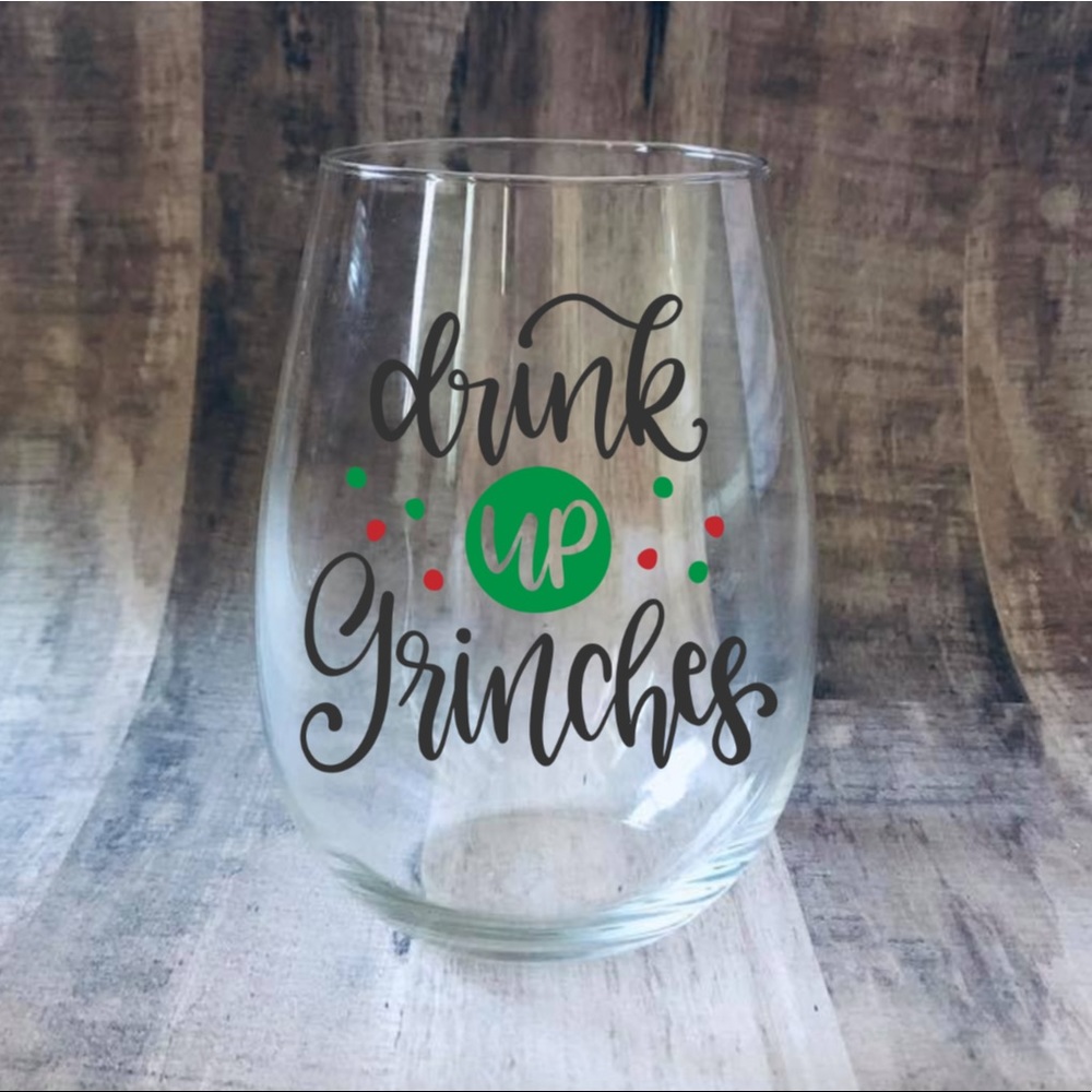 Christmas wine glass